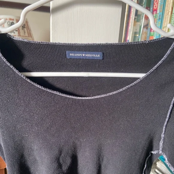 Brandy Melville Women’s Small Black & white Stitching Top - Picture 2 of 4